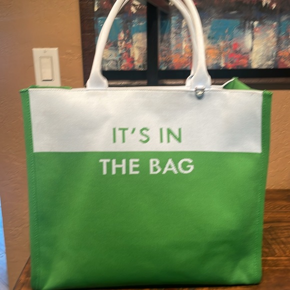 NEW Kate Spade x Target Green and Baby Blue Heavy Canvas Tote Bag - Picture 2 of 7